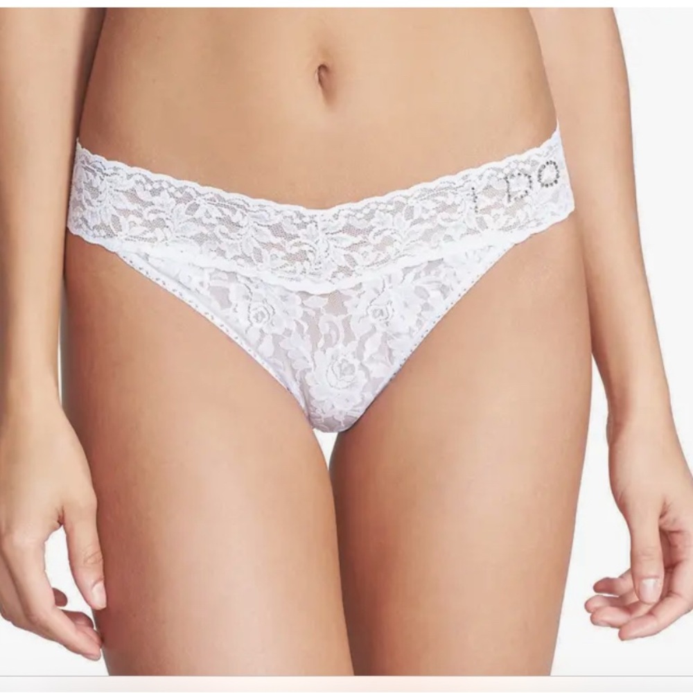 Hanky Panky Bridal Collection White Lace Thong with Swaroski Rhinestone Sparkle